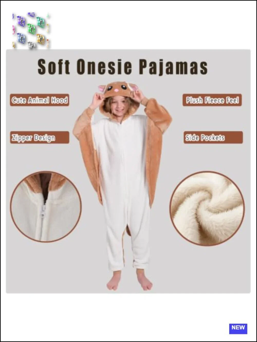 Kids Fleece Animal Onesie Pajamas Cosplay Costume with Zipper